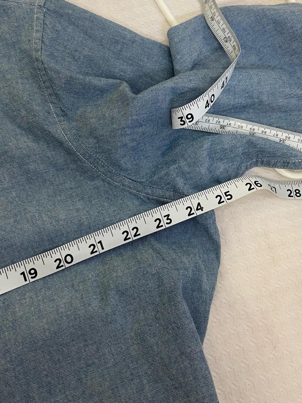 Light Blue Ruffle-Front Button-Down Shirt - - Picture 6 of 6